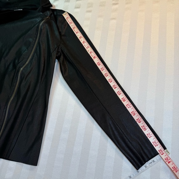 Mote Faux Leather Suede Moto Draped Jacket Asymmetrical Zip-Up Sz Medium Black - Picture 9 of 14